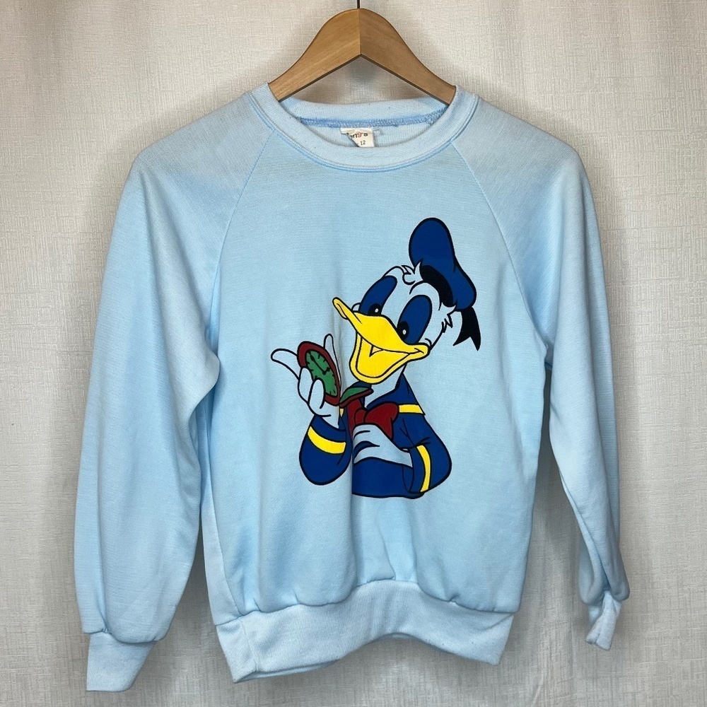 VINTAGE 1980s DONALD DUCK Disney sweatshirt women's blue Made in USA
